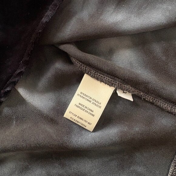 Bella Dahl Velvet Silk-Blend V- Neck Top In Black Crystal Size L Whimsigoth - Picture 6 of 9